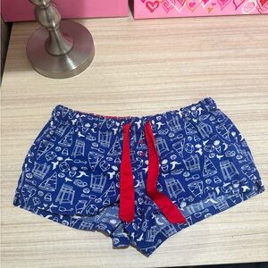 Blue coastal Women's pajama shorts